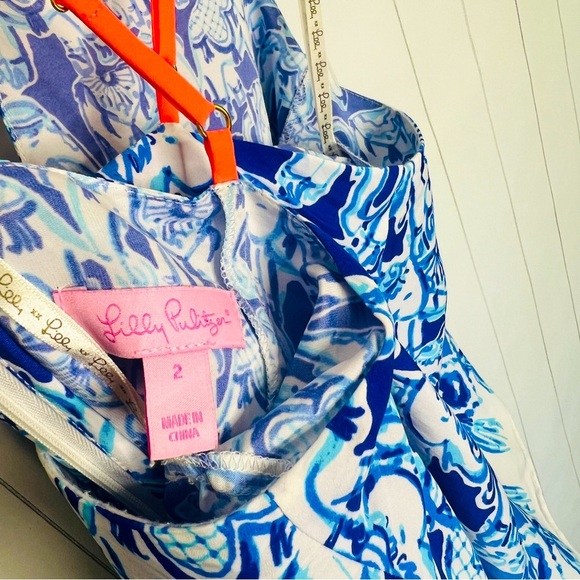 Lilly Pulitzer Celyn Blue Elephant Romper Vacay Travel Resort - Picture 5 of 8